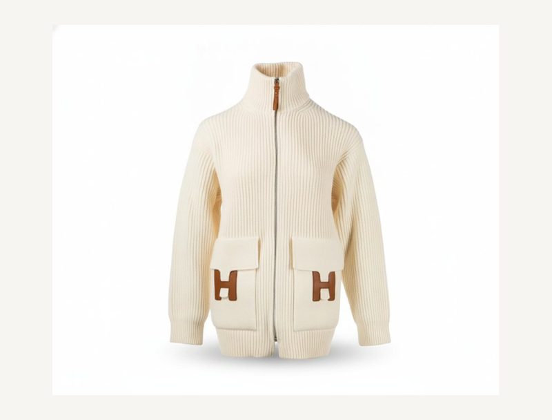 HERMÈS Beige Hermes Cardigan — Beige, 36