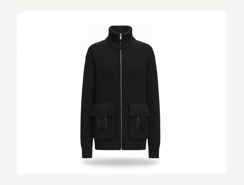 HERMÈS Hermes Black Cardigan — Black, 36