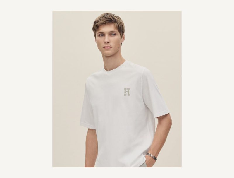 HERMÈS Hermès t shirt with leather detail — White, L