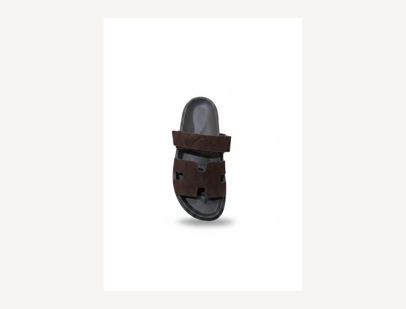 HERMÈS Hermès Chypre Suede Sandals — Dark Brown, 42
