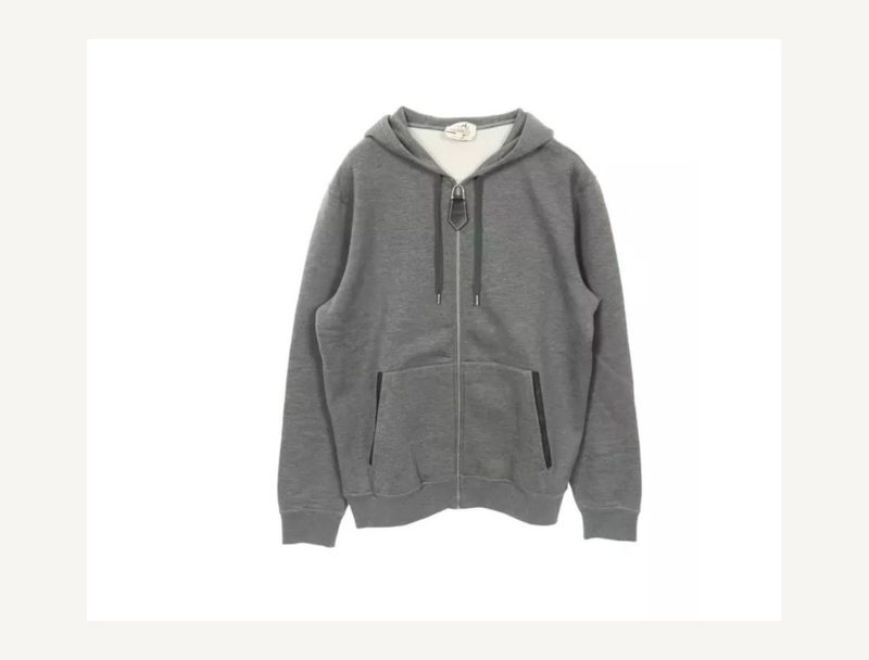 HERMÈS Hermes Zip-up Hoodie (consignment) — Grey, XXL