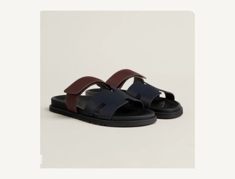 HERMÈS Hermes Chypre Sandals — Blue/brown, 43