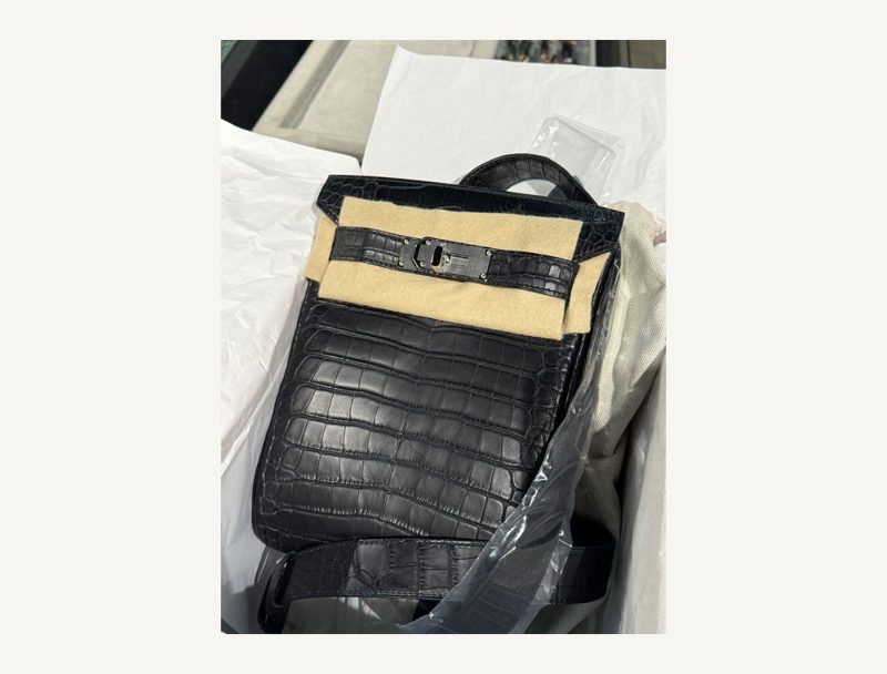 HERMÈS Hermes Hac A Dos Full Croco Black PHW