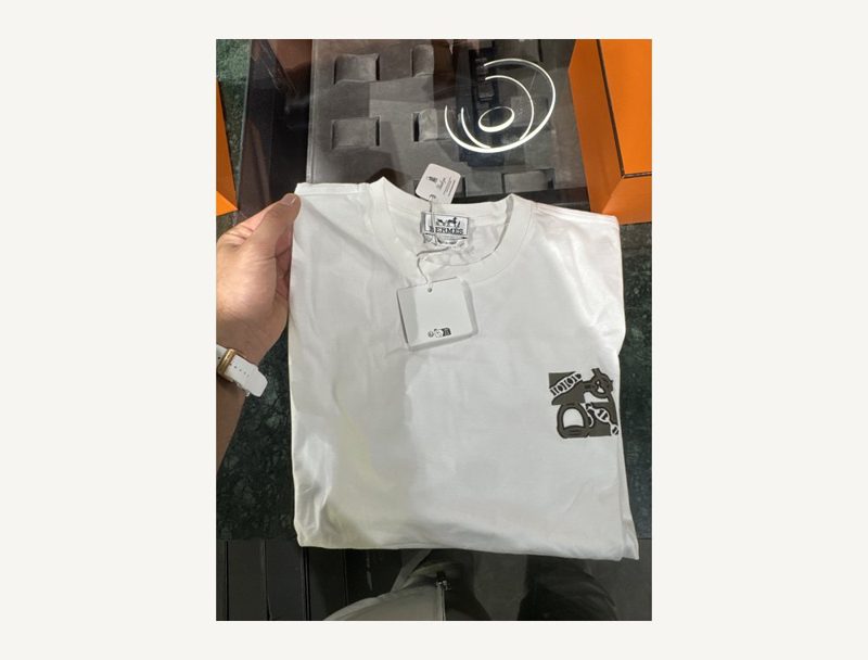 HERMÈS Hermes white tshirt SEVEN GYM — M