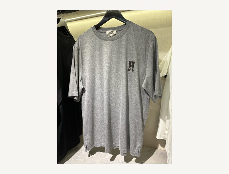 HERMÈS Hermes T Shirt — Grey With Brown H, L
