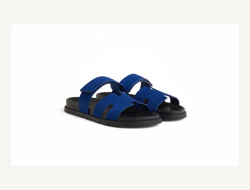 HERMÈS Hermes Chypre Sandals — Blue Suede, 43
