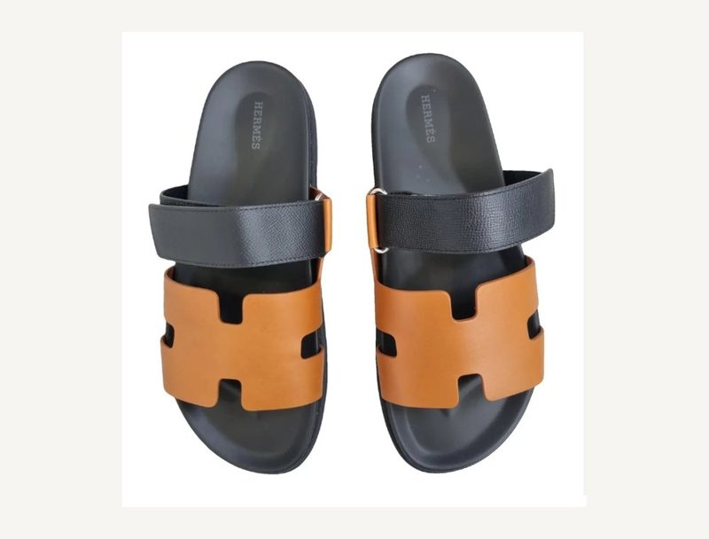 HERMÈS Hermes Chypre Sandals — Black Brown, 42
