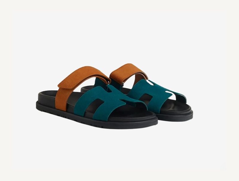 HERMÈS Hermes Chypre Sandals — Gold And Blue, 38