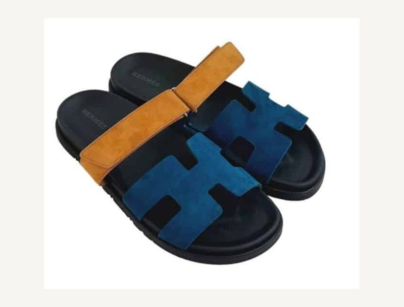 HERMÈS Hermes Chypre Sandals — Brown And Blue, 36.5